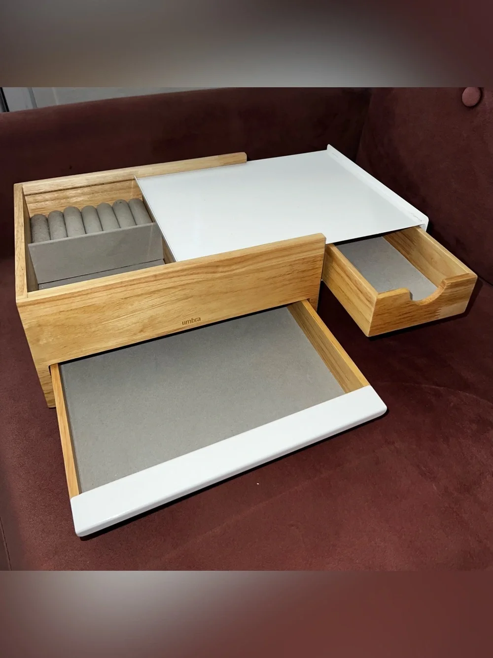 Umbra White and Natural Wood Jewelry Drawer Organizer Inserts